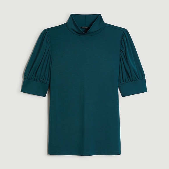 Ann Taylor Puff Sleeve Mockneck Top - Picture 2 of 7
